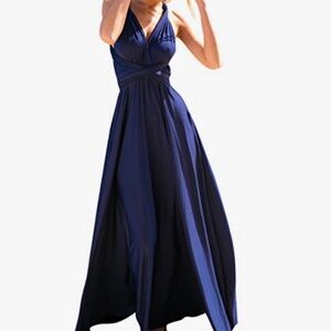 Women’s bridesmaid solid bandage convertible multi way wrap long dress